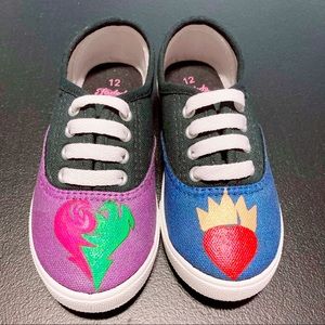 Hand painted Mal & Evie custom descendants shoes.